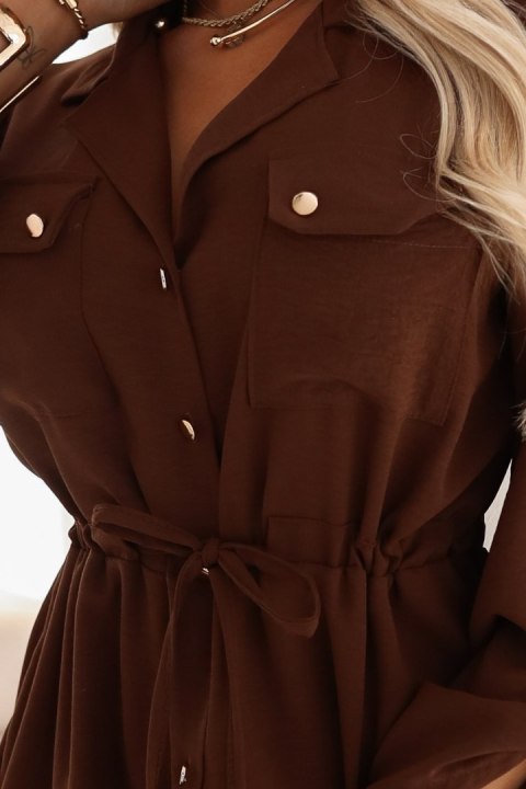 Koszulowa sukienka midi KAREN czekolada