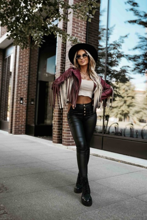 Kurtka z frędzlami JANE bordowa